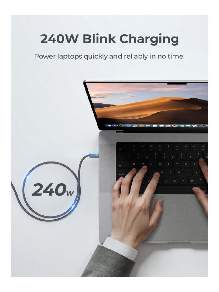 أوكي سيركلت بلينك كابل USB-C إلى USB-C بقدرة 240 واط بطول 1 متر - أسود | CB-DCC241