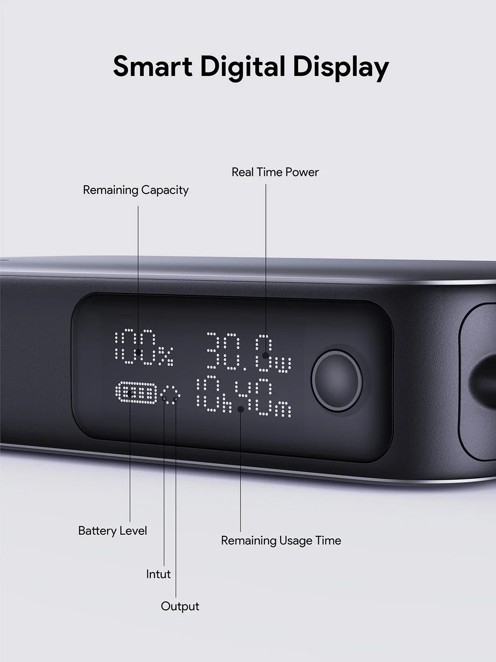 أوكي سبارك سلينج كومباكت باور بانك 10,000 مللي أمبير بقدرة 30 واط PD مع كابل USB-C مدمج - أسود | PB-Y47