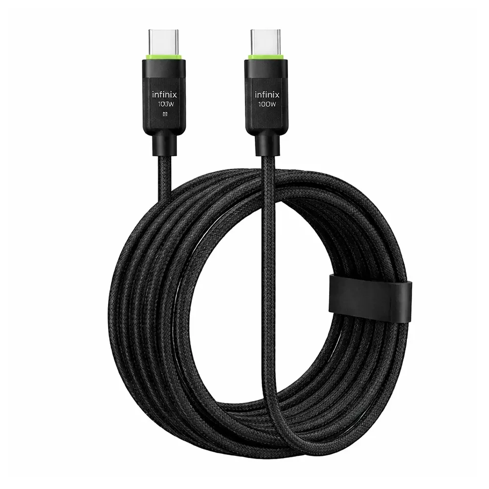 إنفينيكس كابل USB-C to USB-C بقدرة 100 واط، مضفر - رمادي | XDC185 إنفينيكس كابل USB-C to USB-C بقدرة 100 واط، مضفر - رمادي | XDC185