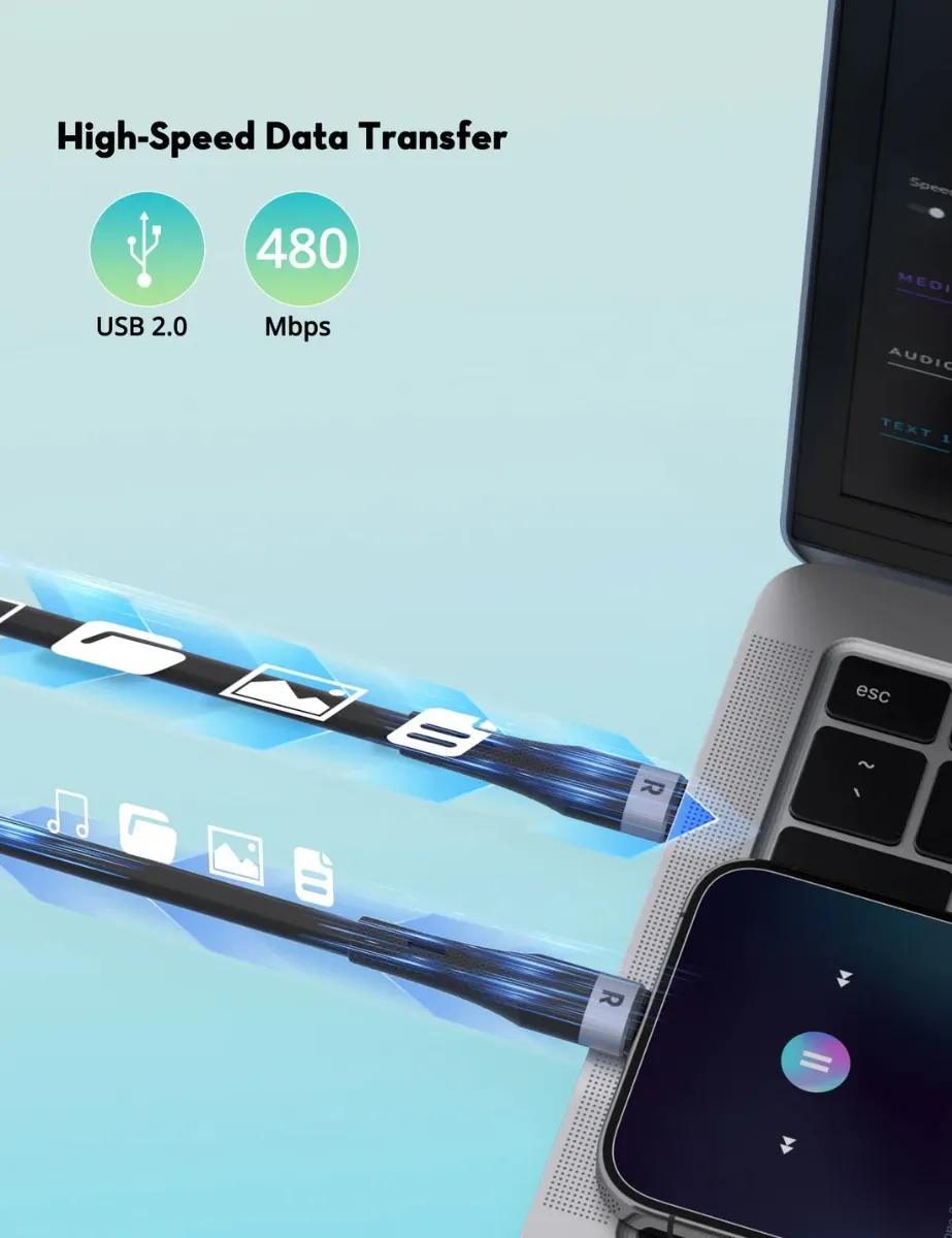 راف باور كابل USB-C to USB-C بقدرة 60 واط - أسود | RP-CB1038 راف باور كابل USB-C to USB-C بقدرة 60 واط - أسود | RP-CB1038