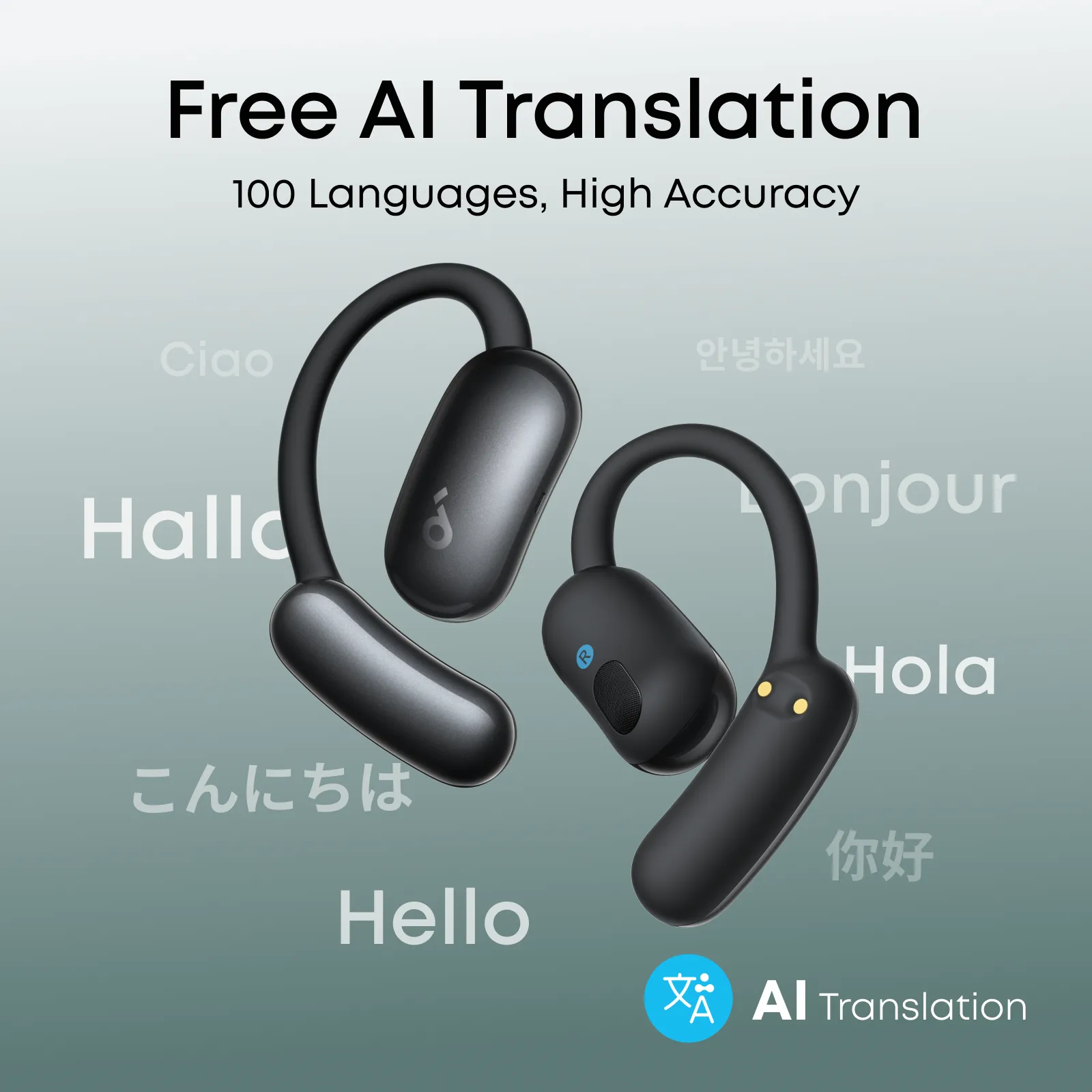 Anker Soundcore AeroFit 2 AI Open-Ear Earbuds - Black | Etisal Store