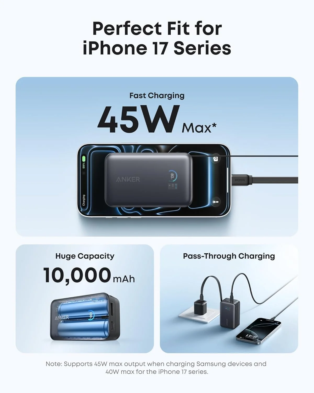 Anker Nano Power Bank 10,000mAH 45W, Built-In Retractable USB-C Cable - Black | A1638H11