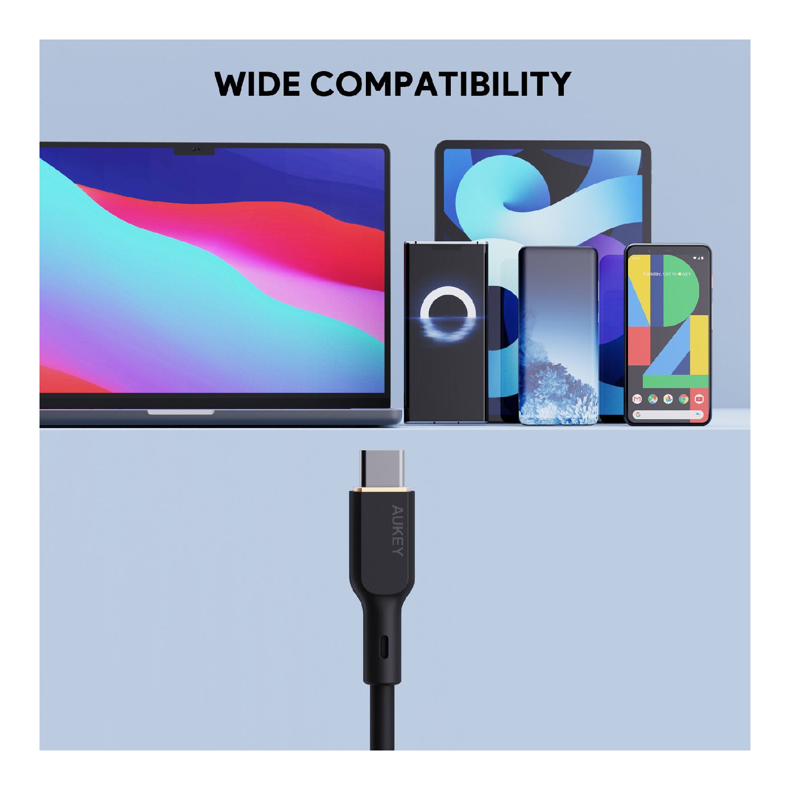 أوكي سيركلت بلينك كابل USB-C إلى USB-C بقدرة 100 واط بطول 1 متر - أسود | CB-SCC101-BK أوكي سيركلت بلينك كابل USB-C إلى USB-C بقدرة 100 واط بطول 1 متر - أسود | CB-SCC101-BK