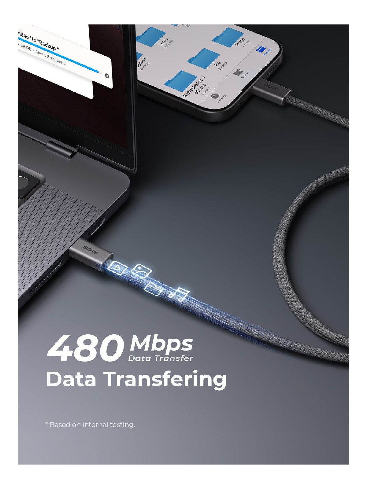أوكي سيركلت بلينك كابل USB-C إلى USB-C بقدرة 60 واط بطول 1 متر - رمادي | CB-DCC061-GY أوكي سيركلت بلينك كابل USB-C إلى USB-C بقدرة 60 واط بطول 1 متر - رمادي | CB-DCC061-GY
