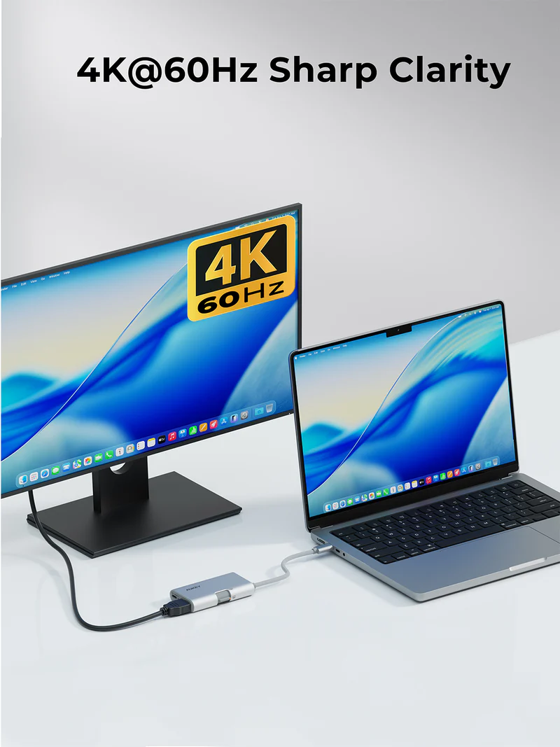 أوكي ترافل دوك موزع USB-C 3 في 1 - رمادي | UH-CUH01 أوكي ترافل دوك موزع USB-C 3 في 1 - رمادي | UH-CUH01