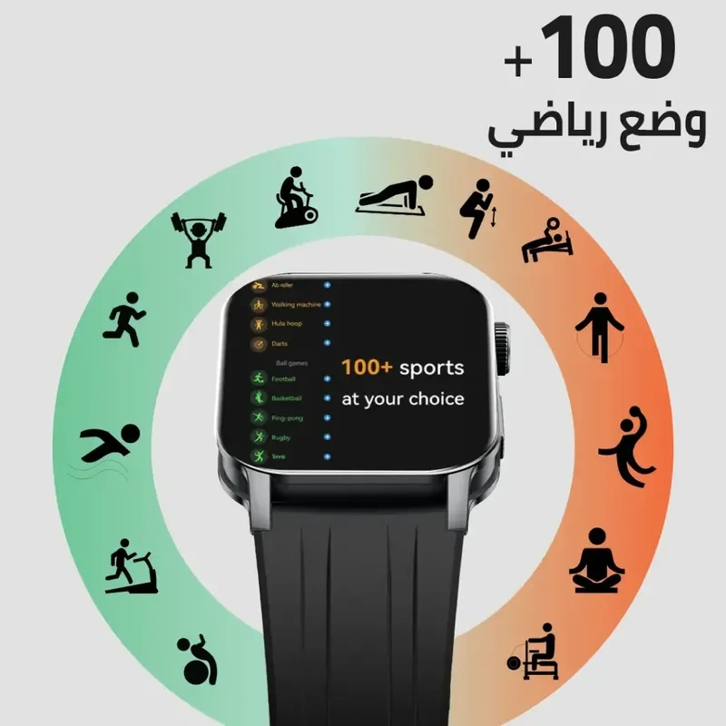 كاردو X Apex ساعة ذكية ، بشاشة AMOLED 2.01 بوصة ، أسود
