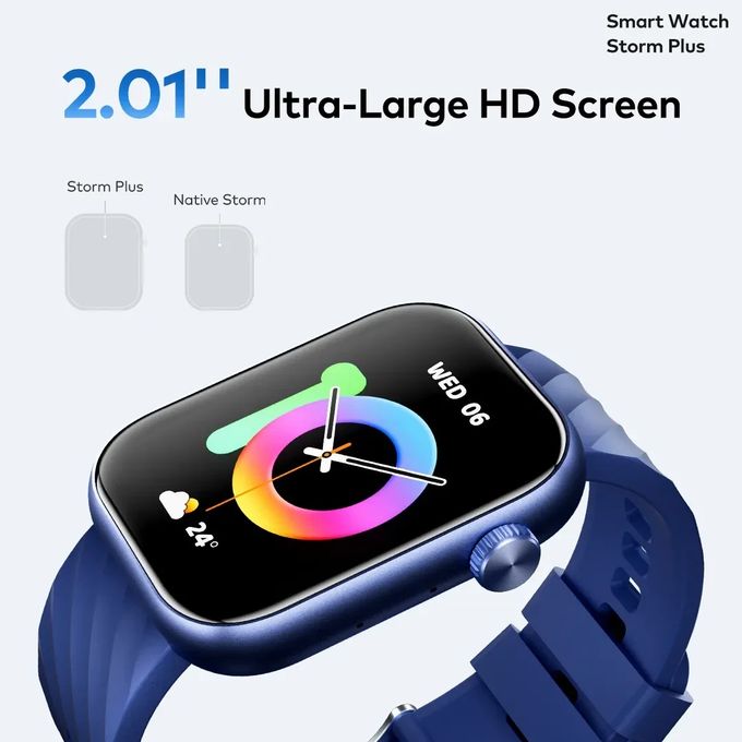 ايتل ساعة ذكية ستورم بلس ISW-O15 بشاشة 2.01 بوصة – مقاومة للماء بمعيار IP68 – أسود