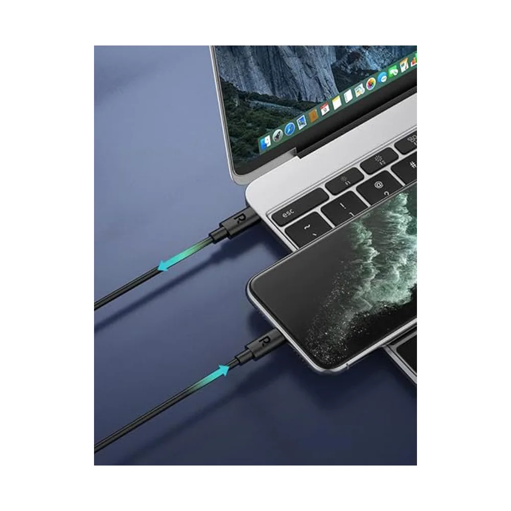 راف باور كابل USB-C إلى USB-C بقدرة 60 واط، بطول 1 متر - أسود | RP-CB1021 راف باور كابل USB-C إلى USB-C بقدرة 60 واط، بطول 1 متر - أسود | RP-CB1021