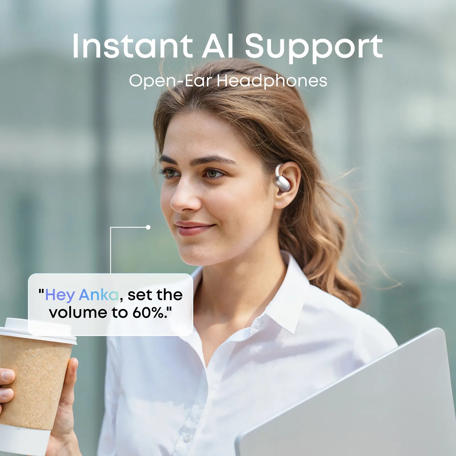 سماعات أذن مفتوحه أنكر ساوندكور  AeroFit 2 AI - أسود