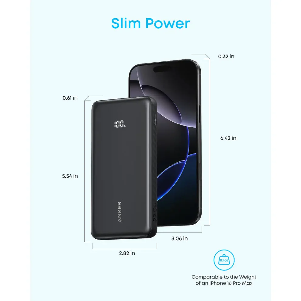 باور بنك أنكر زولو 10,000 ملي أمبير ـ 22.5 واط مع كابل USB-C مدمج ، أسود | A110DH11 باور بنك أنكر زولو 10,000 ملي أمبير ـ 22.5 واط مع كابل USB-C مدمج ، أسود | A110DH11