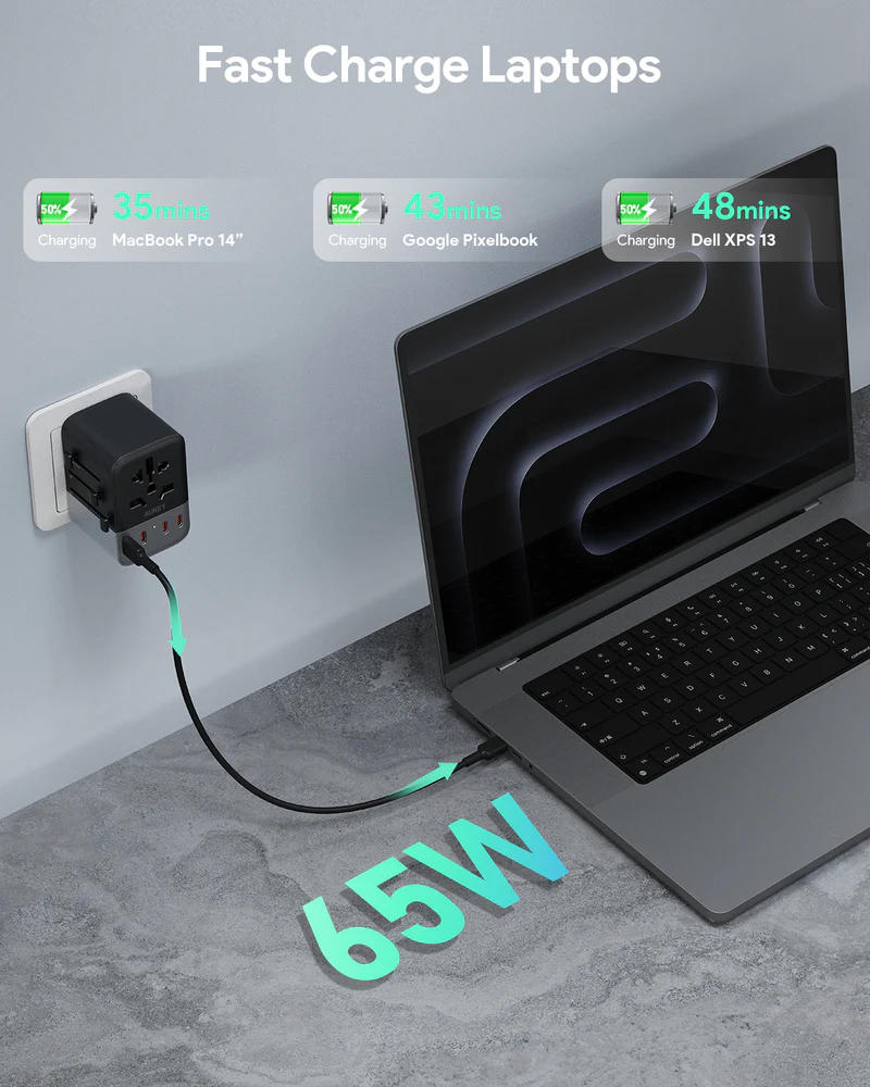 Aukey 65W GaN Universal Adapter - Black | PA-TA08A