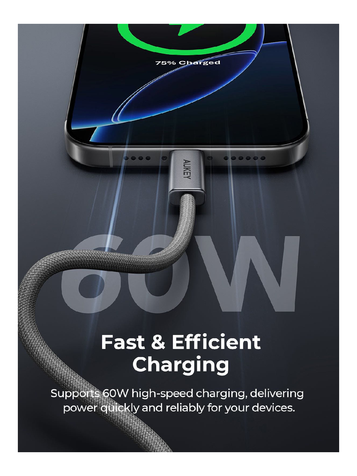 أوكي سيركلت بلينك كابل USB-C إلى USB-C بقدرة 60 واط بطول 1 متر - رمادي | CB-DCC061-GY أوكي سيركلت بلينك كابل USB-C إلى USB-C بقدرة 60 واط بطول 1 متر - رمادي | CB-DCC061-GY
