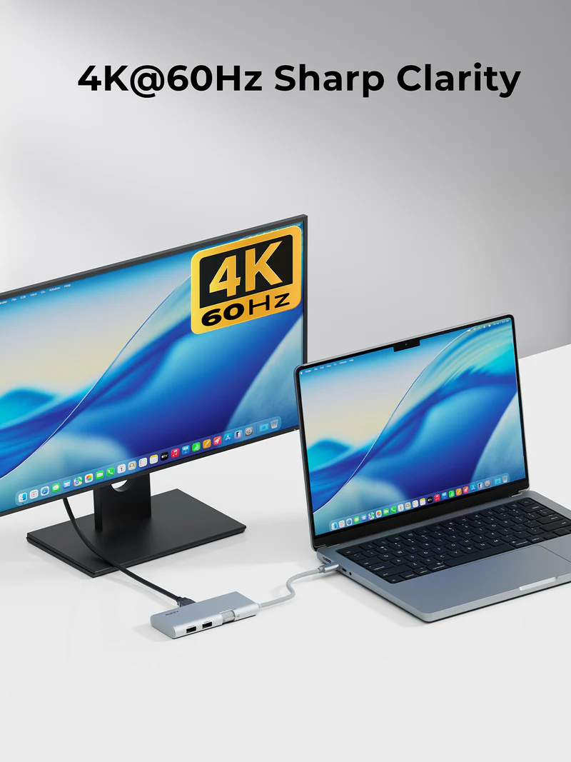 أوكي أوفيس دوك موزع USB-C ‏6 في 1 - رمادي | UH-CUH02