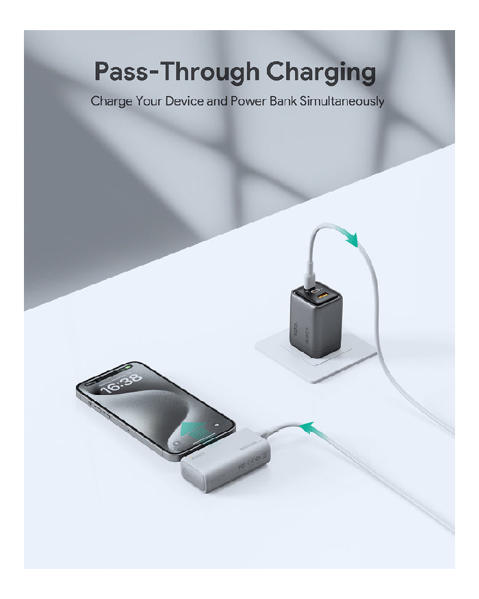 أوكي سبارك ميني باور بانك 5,000 مللي أمبير بقدرة 20 واط مع منفذ USB-C مدمج - رمادي | PB-Y59 أوكي سبارك ميني باور بانك 5,000 مللي أمبير بقدرة 20 واط مع منفذ USB-C مدمج - رمادي | PB-Y59