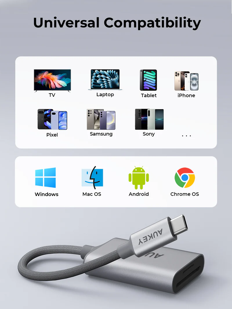 أوكي محول USB-C إلى قارئ بطاقات - رمادي | UH-C01 أوكي محول USB-C إلى قارئ بطاقات - رمادي | UH-C01