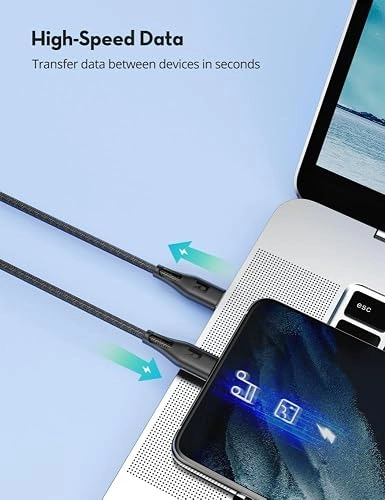 راف باور كابل USB-C to USB-C بقدرة 60 واط، بطول 1.2 متر، مضفر من النايلون - أسود | RP-CB1029 راف باور كابل USB-C to USB-C بقدرة 60 واط، بطول 1.2 متر، مضفر من النايلون - أسود | RP-CB1029