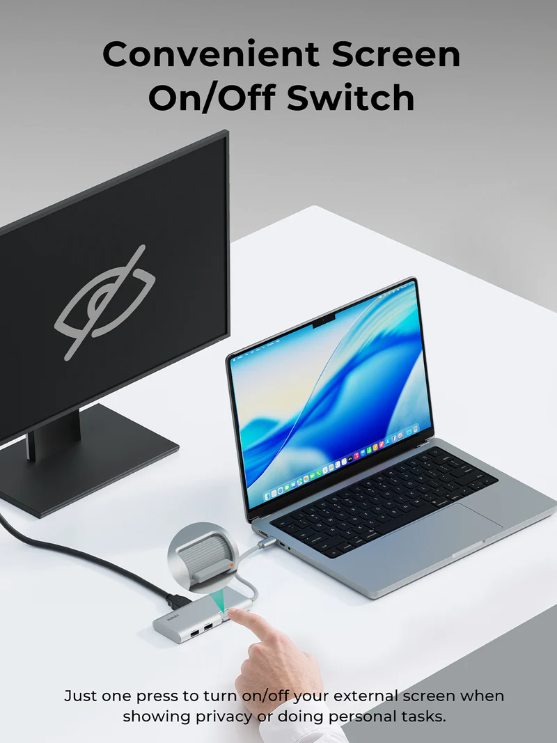 أوكي أوفيس دوك موزع USB-C ‏6 في 1 - رمادي | UH-CUH02