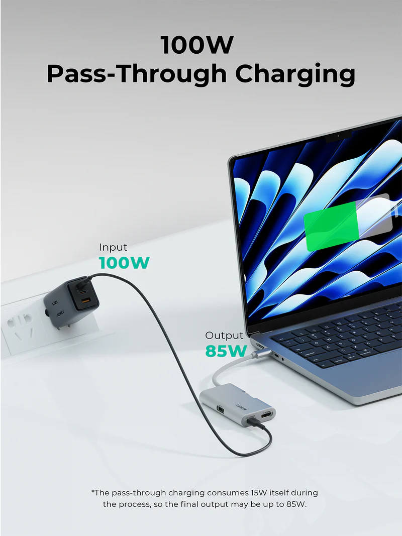 أوكي ترافل دوك موزع USB-C 3 في 1 - رمادي | UH-CUH01 أوكي ترافل دوك موزع USB-C 3 في 1 - رمادي | UH-CUH01