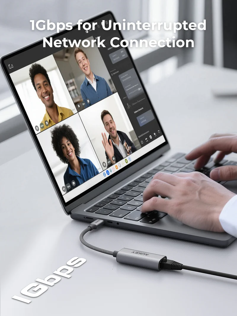 أوكي محول USB-C إلى Ethernet - رمادي أوكي محول USB-C إلى Ethernet - رمادي