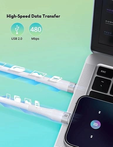 راف باور كابل USB-C to USB-C بقدرة 60 واط - أبيض | RP-CB1038