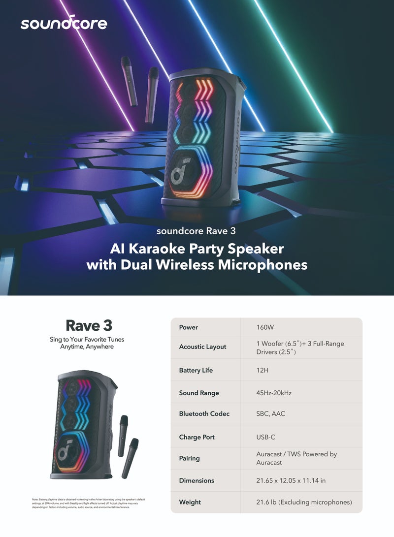 新品AnkerSOUNDCORE RAVE 3 Soundcore Rave 3 Portable Bluetooth Speaker (Black