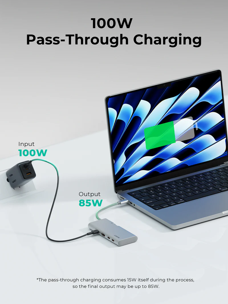 أوكي أوفيس دوك موزع USB-C ‏6 في 1 - رمادي | UH-CUH02