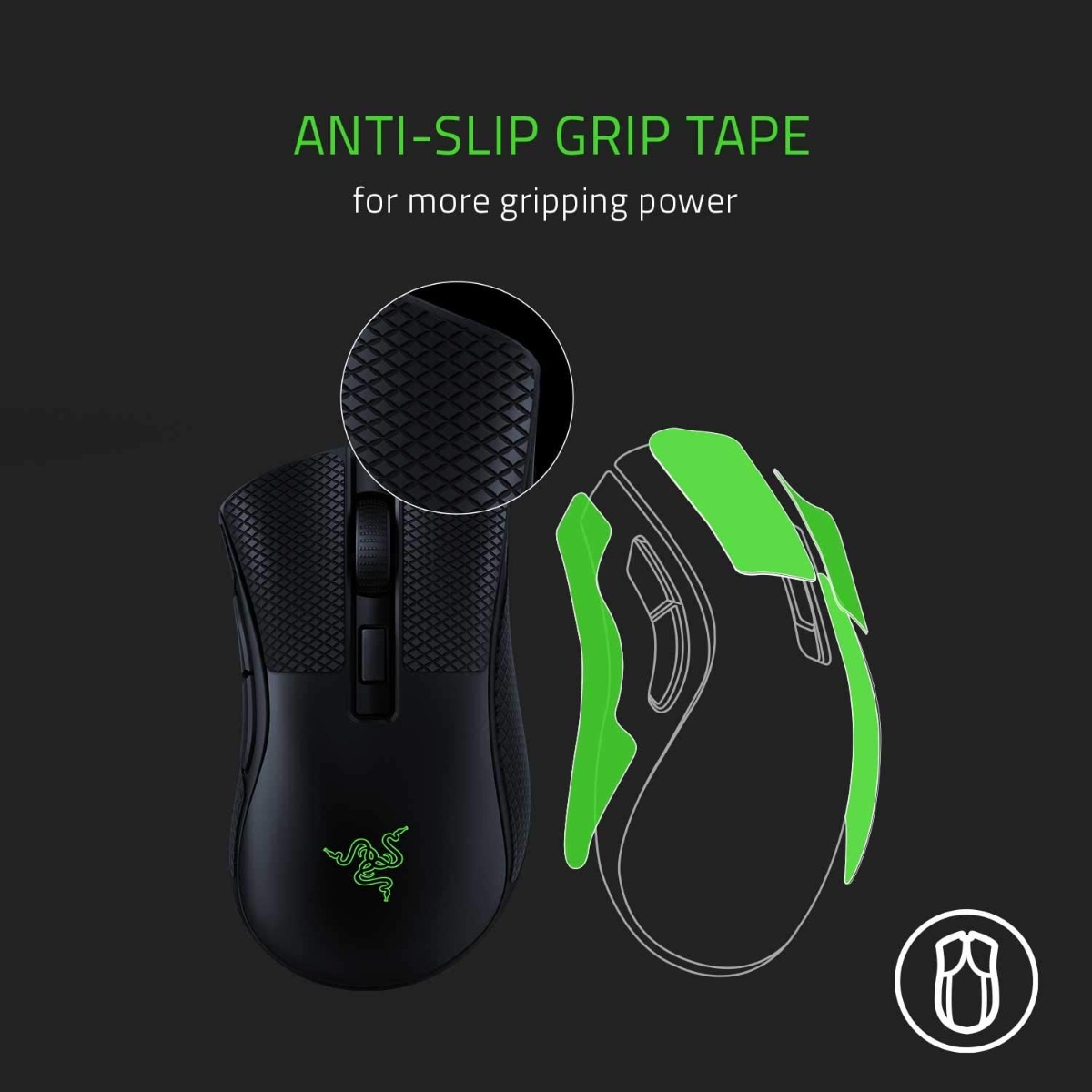 Razer Deathadder V2 Mini Mouse Grip Tapes - Black Razer Deathadder V2 Mini Mouse Grip Tapes - Black