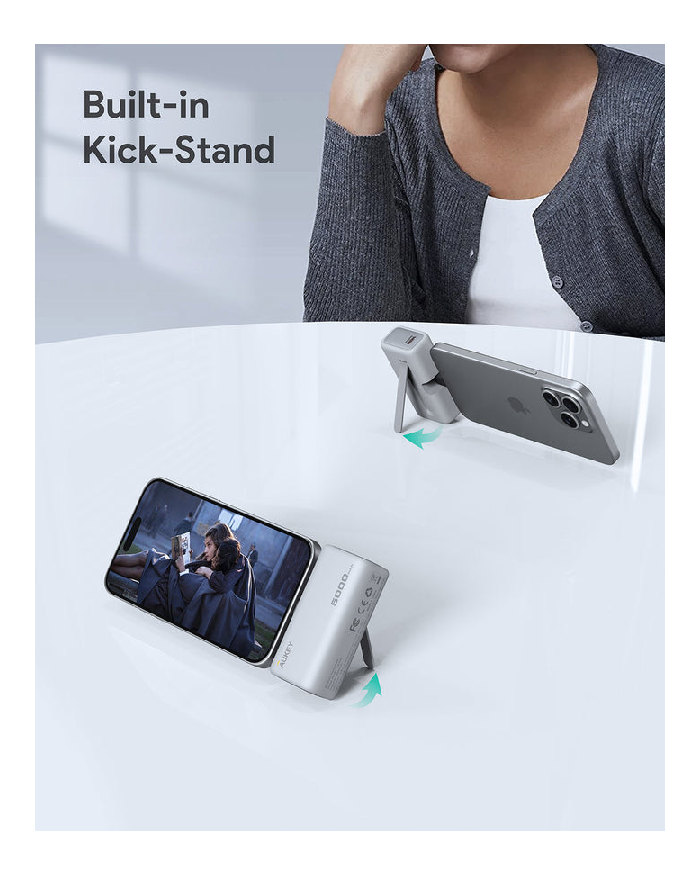 أوكي سبارك ميني باور بانك 5,000 مللي أمبير بقدرة 20 واط مع منفذ USB-C مدمج - رمادي | PB-Y59 أوكي سبارك ميني باور بانك 5,000 مللي أمبير بقدرة 20 واط مع منفذ USB-C مدمج - رمادي | PB-Y59
