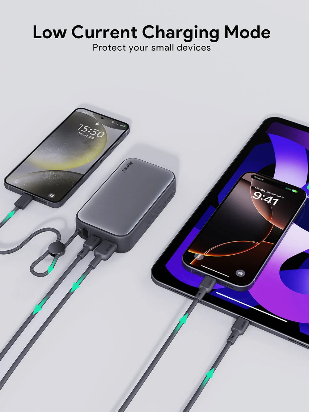 أوكي سبارك سلينج كومباكت باور بانك 10,000 مللي أمبير بقدرة 30 واط PD مع كابل USB-C مدمج - أسود | PB-Y47