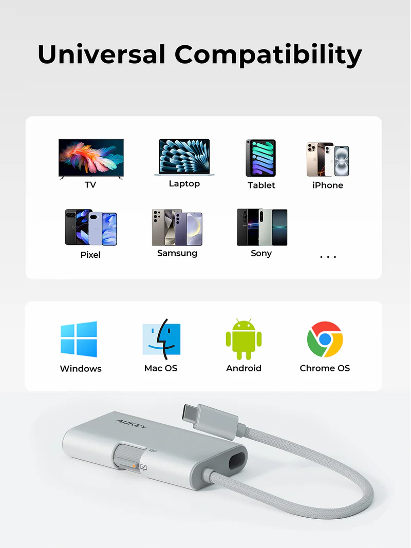 أوكي ترافل دوك موزع USB-C 3 في 1 - رمادي | UH-CUH01 أوكي ترافل دوك موزع USB-C 3 في 1 - رمادي | UH-CUH01