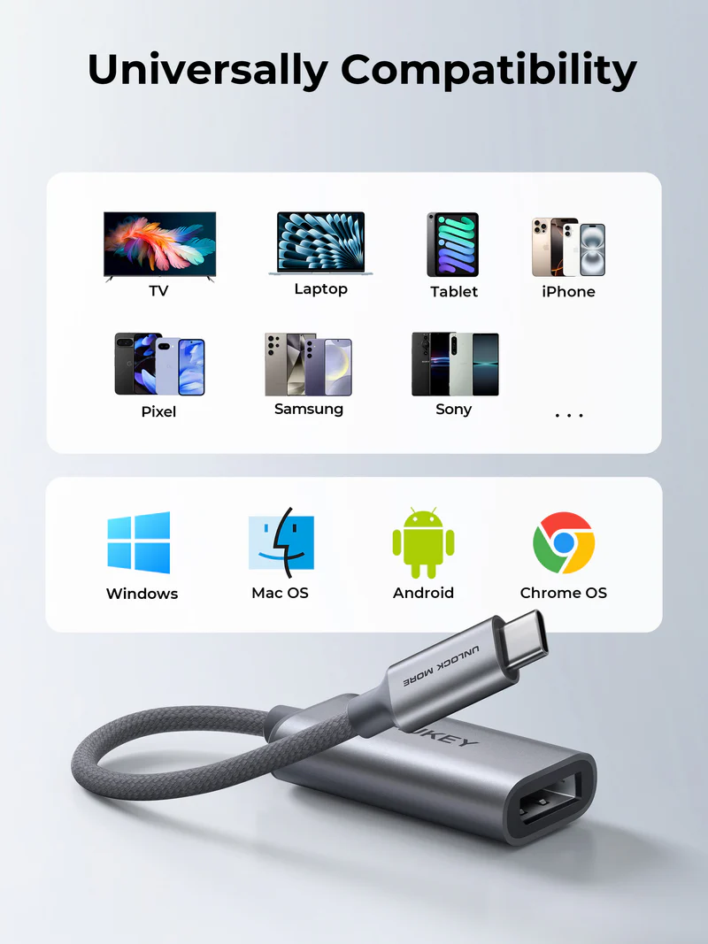 أوكي محول USB-C إلى DisplayPort - رمادي | UH-D01 أوكي محول USB-C إلى DisplayPort - رمادي | UH-D01