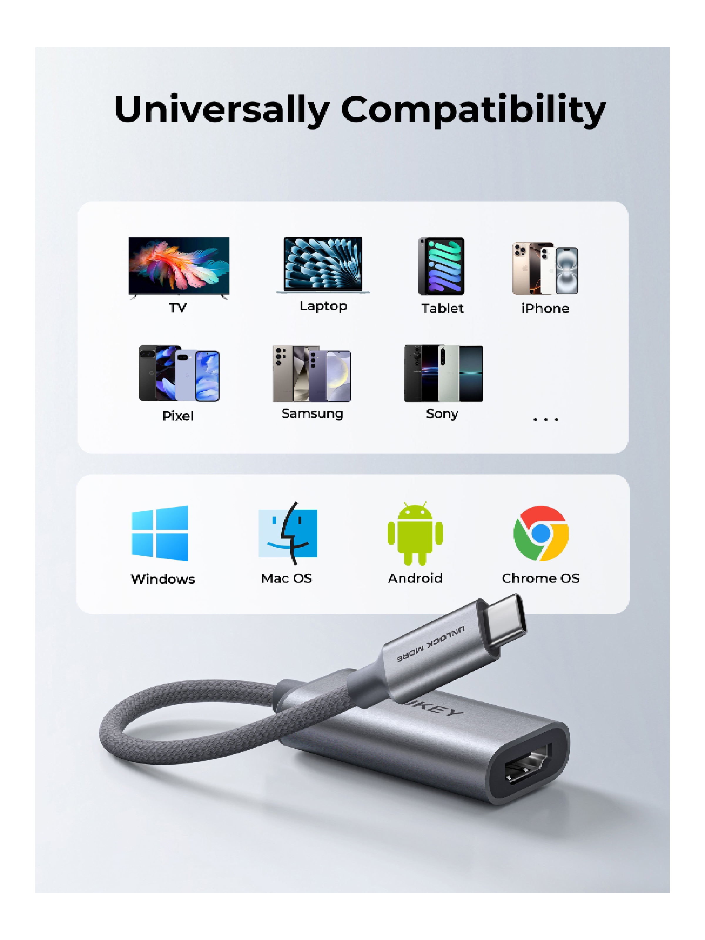 أوكي محول USB-C إلى HDMI - رمادي | UH-H01 أوكي محول USB-C إلى HDMI - رمادي | UH-H01