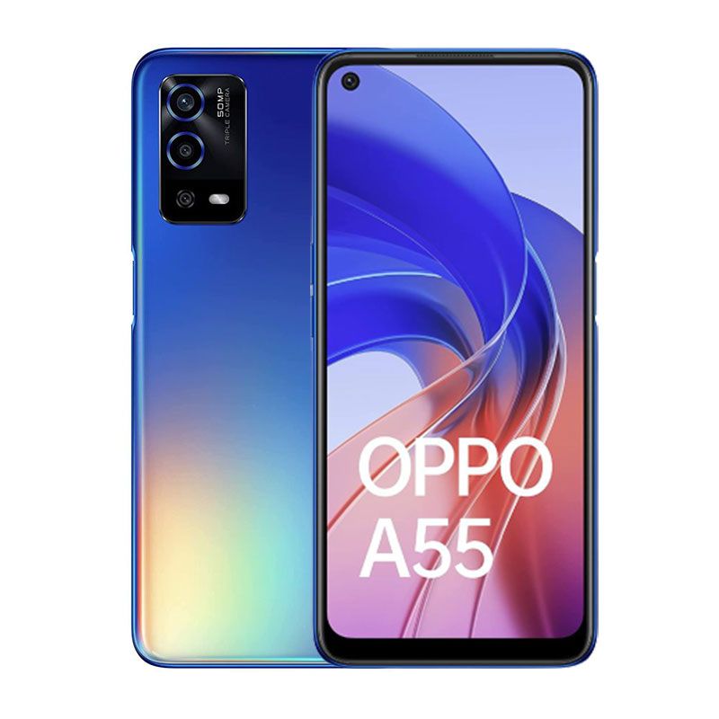 Oppo A55 Mobile 4GB Ram, 128GB - Rainbow Blue