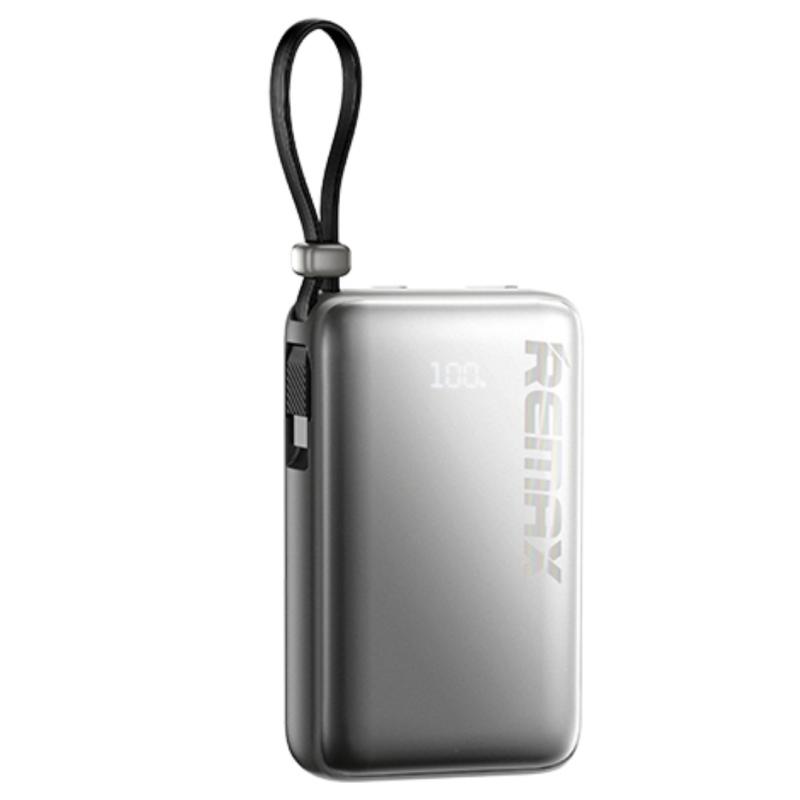 Remax Power Bank 10000mAh 20W And 22.5W Built-in Fast Charging Cable - Silver | RPP-19