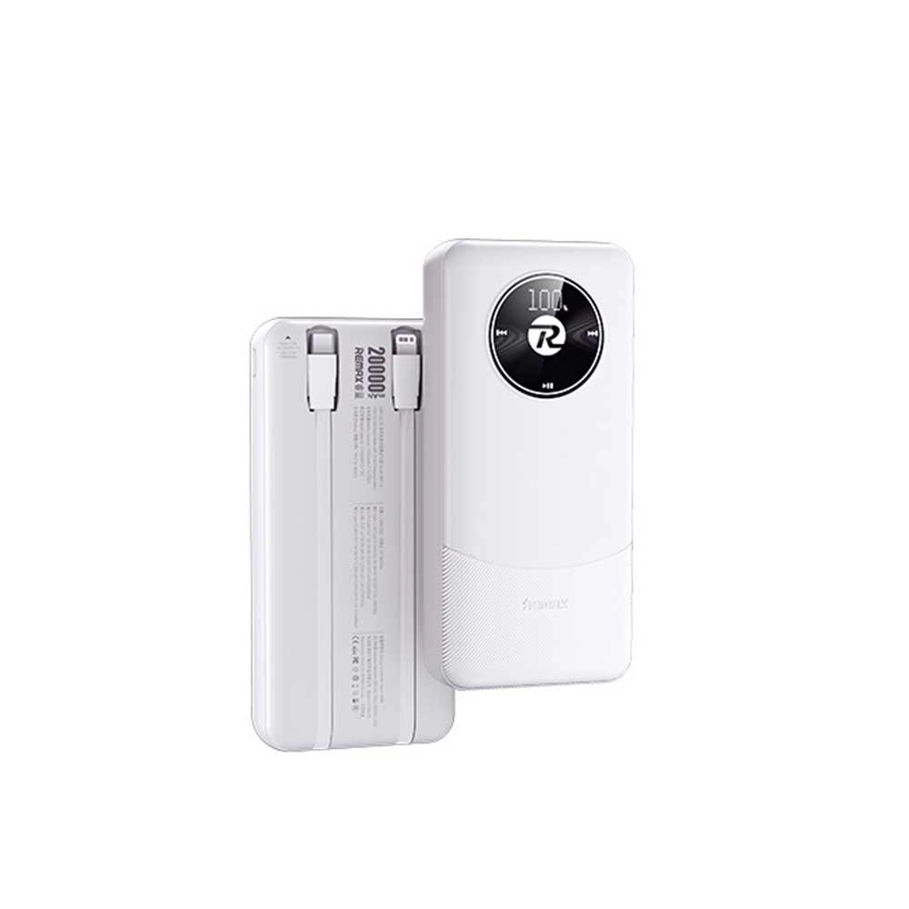 Remax Power Bank 10000mAh 20W And 22.5W Built-in Dual Fast Charging Cables - White | RPP-38