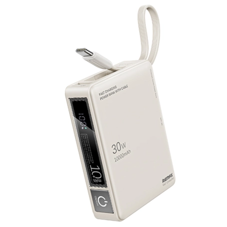 Remax Power Bank Wingle 10000mAh 30W And 22.5W with Fast Charging Cable - Beige| RPP-86