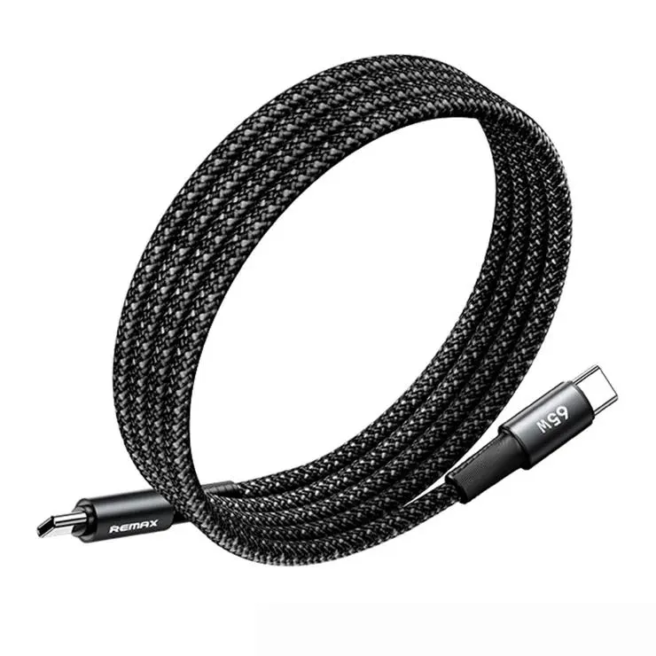 Remax USB-C to USB-C Fast Charging Braided Data Cable Ruinay 65W 1.2M - Black | CB07