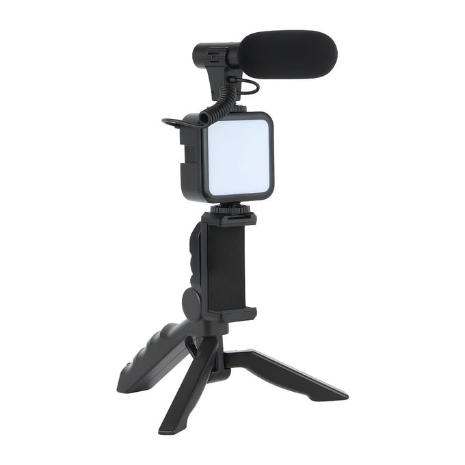 PLOKAMA Flexible Tripod With LED Light, High-Quality Microphone, And Remote Control - Ideal For Video Shooting - Lightweight And Easy To Use - Model PK-771