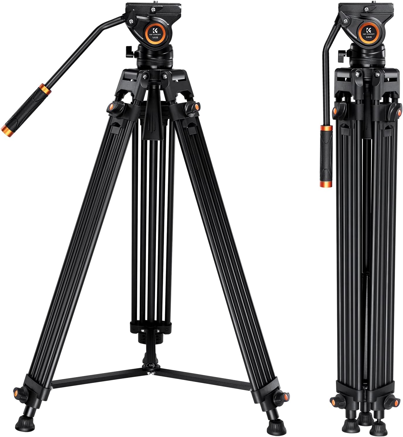 K&F Concept 72″ Heavy Duty Video Tripod Fluid Head Aluminum (KF09.121)