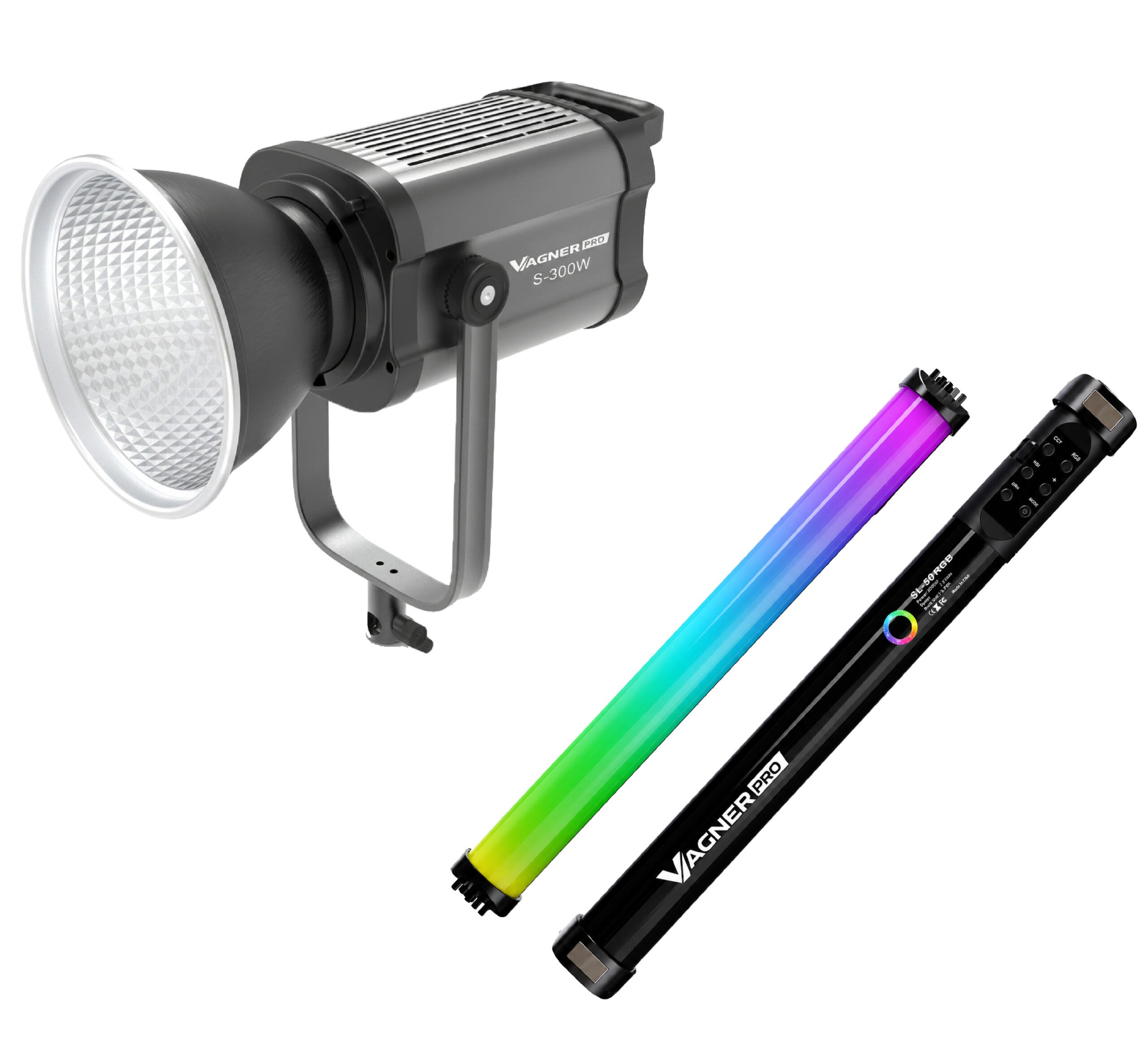 Vagner Pro S-300 Bi 300W COB Video Light with Vagner Pro Led Stick RGB SL-50