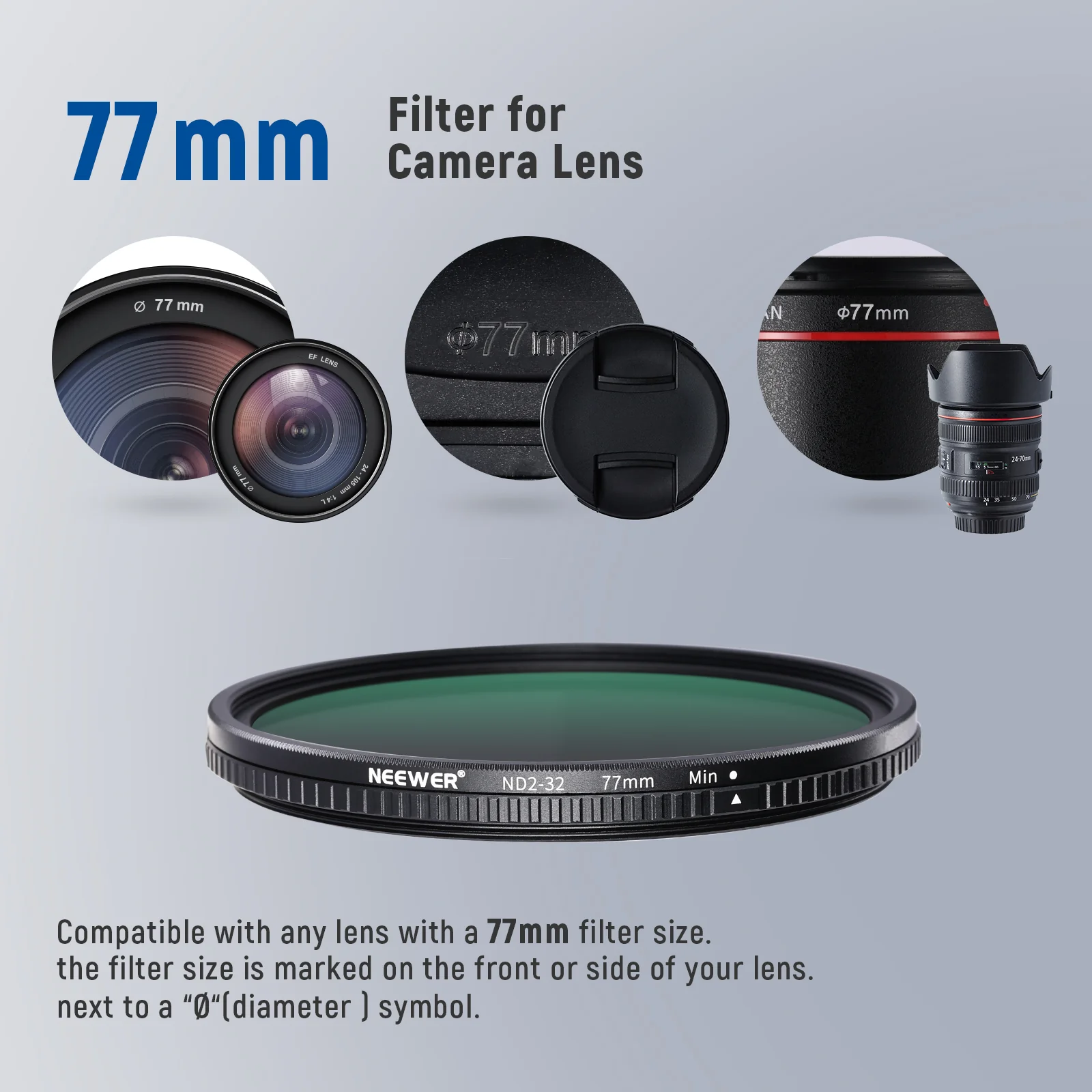 NEEWER 67mm ND2-ND32 Variable ND Filter