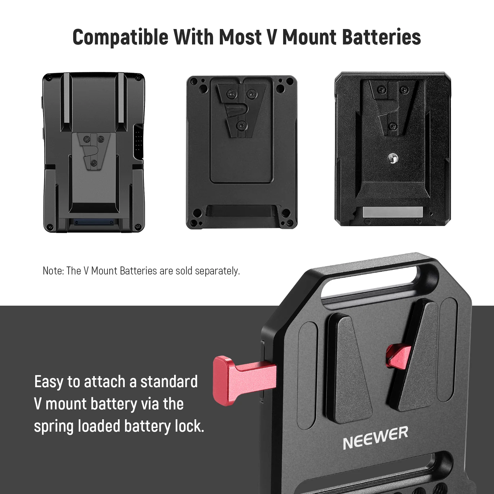NEEWER V-Mount 1/4" & 3/8" Threads Battery Plate for ST-43