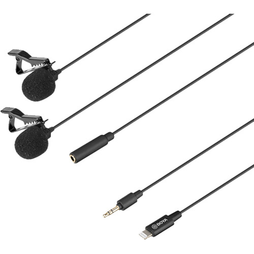 BOYA by-M2 Clip-on Lavalier Microphone Lightning Port for iOS Devices Phone Tablet Recording Vlog Making Broadcasting
