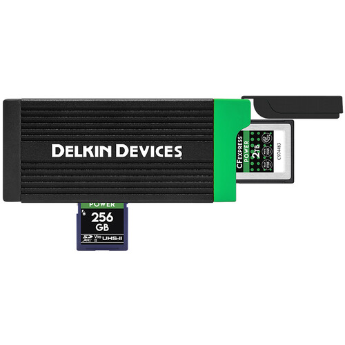 قارئ بطاقات الذاكرة USB 3.2 CFexpress Type B من Delkin Devices وبطاقة الذاكرة SD UHS-II