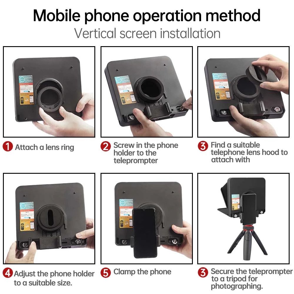 LENSGO TC7 Teleprompter for iPad Tablet Smartphone DSLR Camera w/Remote Control, APP Compatible with iOS & Android System for Online Teaching Vlogger Live Streaming Interview, Fold in One Sec
