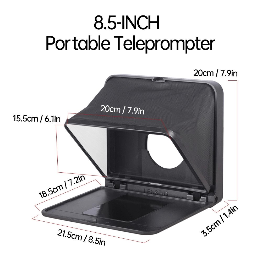 LENSGO TC7 Teleprompter for iPad Tablet Smartphone DSLR Camera w/Remote Control, APP Compatible with iOS & Android System for Online Teaching Vlogger Live Streaming Interview, Fold in One Sec