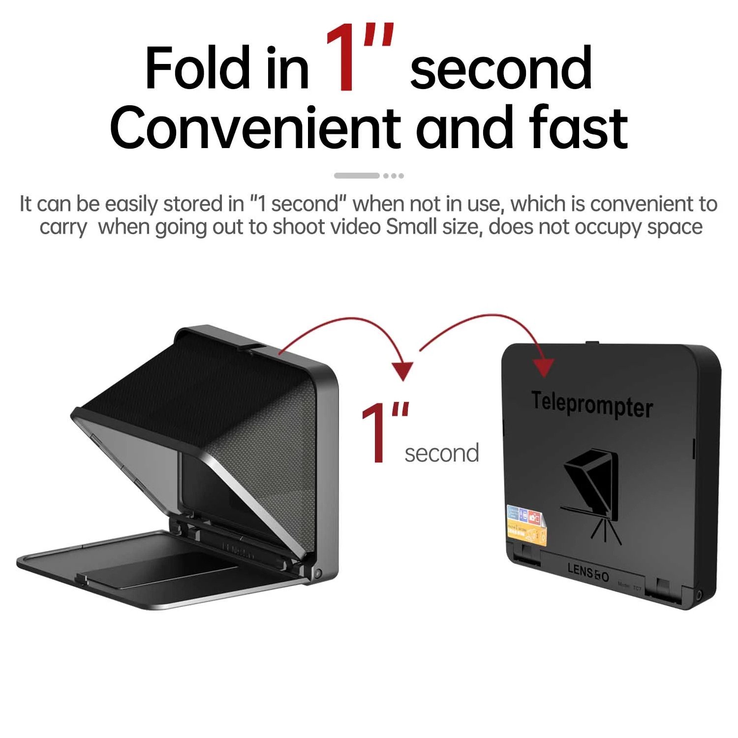 LENSGO TC7 Teleprompter for iPad Tablet Smartphone DSLR Camera w/Remote Control, APP Compatible with iOS & Android System for Online Teaching Vlogger Live Streaming Interview, Fold in One Sec