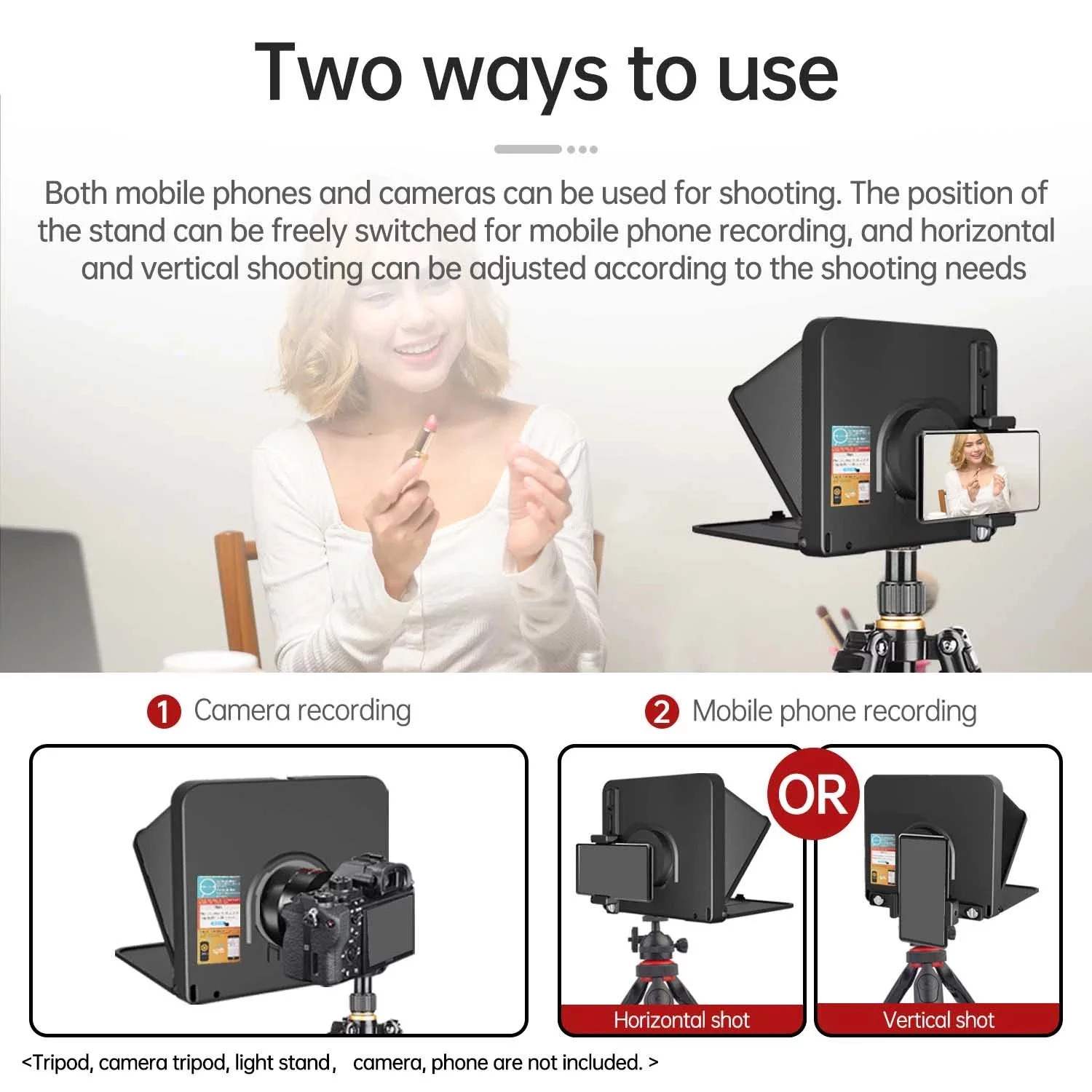 LENSGO TC7 Teleprompter for iPad Tablet Smartphone DSLR Camera w/Remote Control, APP Compatible with iOS & Android System for Online Teaching Vlogger Live Streaming Interview, Fold in One Sec