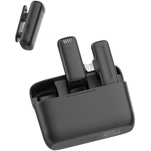 Ulanzi J12 2-Person Wireless Microphone System with Lightning Connector for iOS Devices (Black)