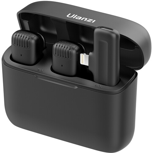 Ulanzi J12 2-Person Wireless Microphone System with Lightning Connector for iOS Devices (Black)